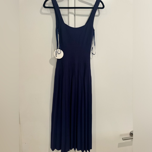 STAUD Dresses & Skirts - STAUD Navy Blue Pleated Maxi Dress
